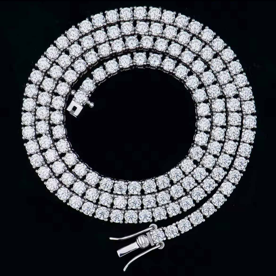 S925 Silver Iced Out Tennis Chain Moissanite Necklace