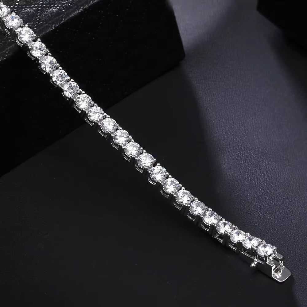 925 Silver Moissanite Tennis Bracelet D VVS Iced Out Moissanite Diamond Bracelet Gold Plated 3 -6.5Mm Moissanite Tennis Chain