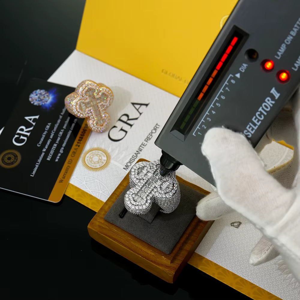 2024 New Custom 925 Sterling Silver VVS Moissanite Mossanite Diamond Cross Rings Unisex Hip Hop Fine Jewelry Men GRA Gift