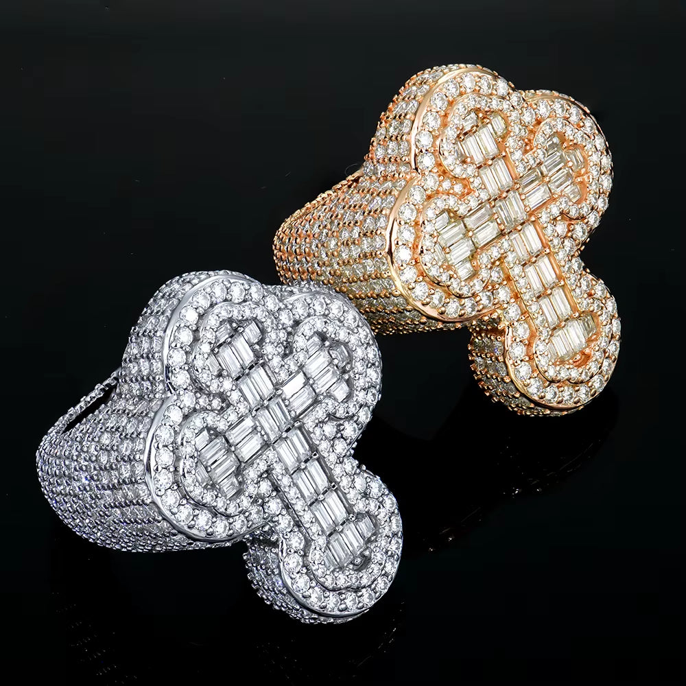 2024 New Custom 925 Sterling Silver VVS Moissanite Mossanite Diamond Cross Rings Unisex Hip Hop Fine Jewelry Men GRA Gift