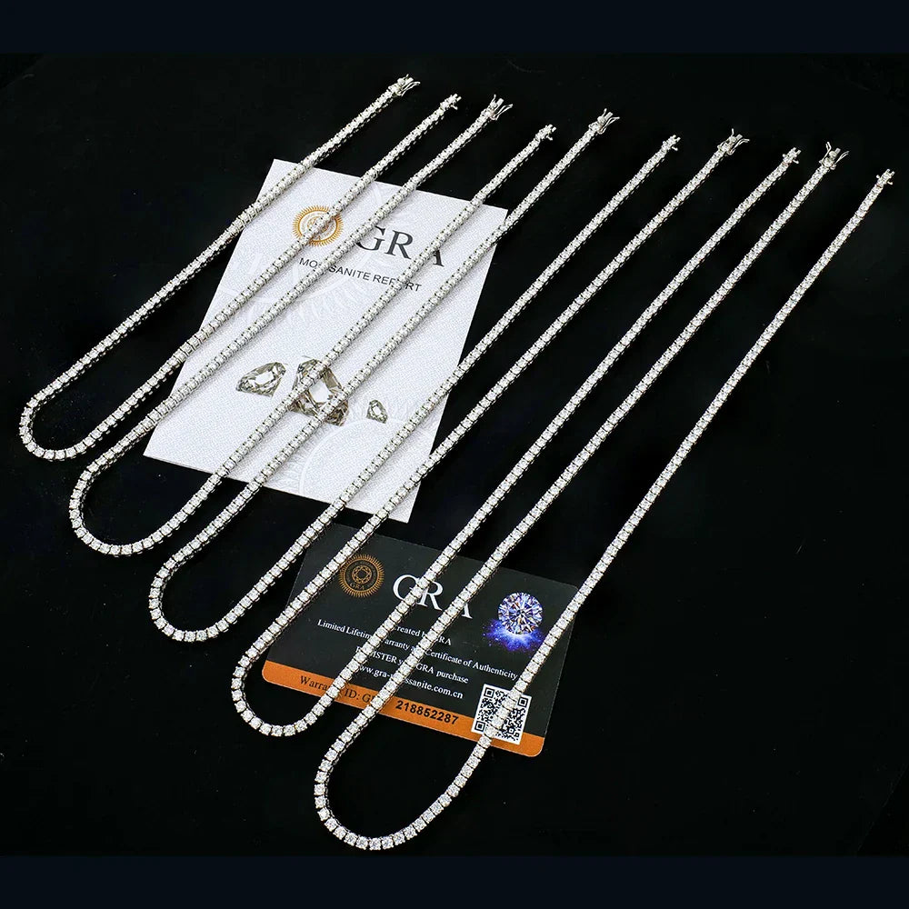 S925 Silver Iced Out Tennis Chain Moissanite Necklace