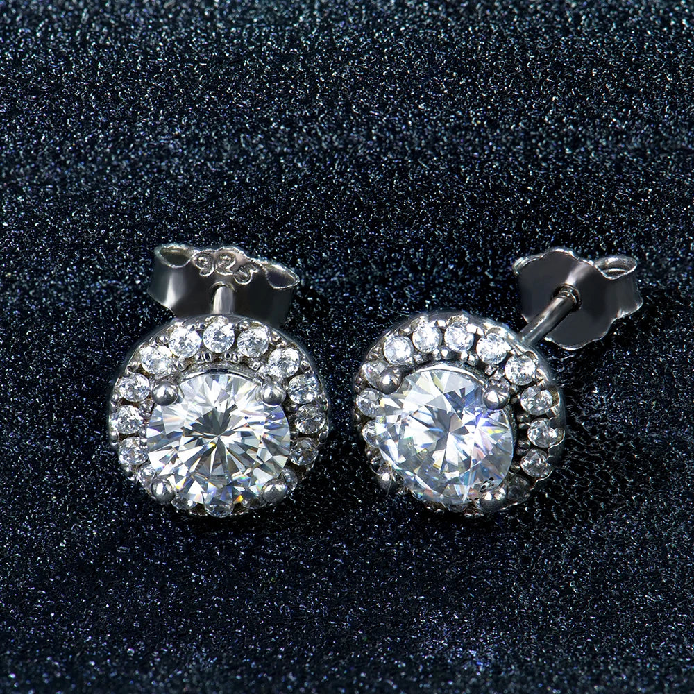 925 Silver Earring 6.5MM VVS Moissanite Stud Earrings