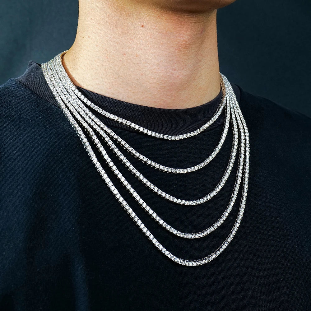 S925 Silver Iced Out Tennis Chain Moissanite Necklace