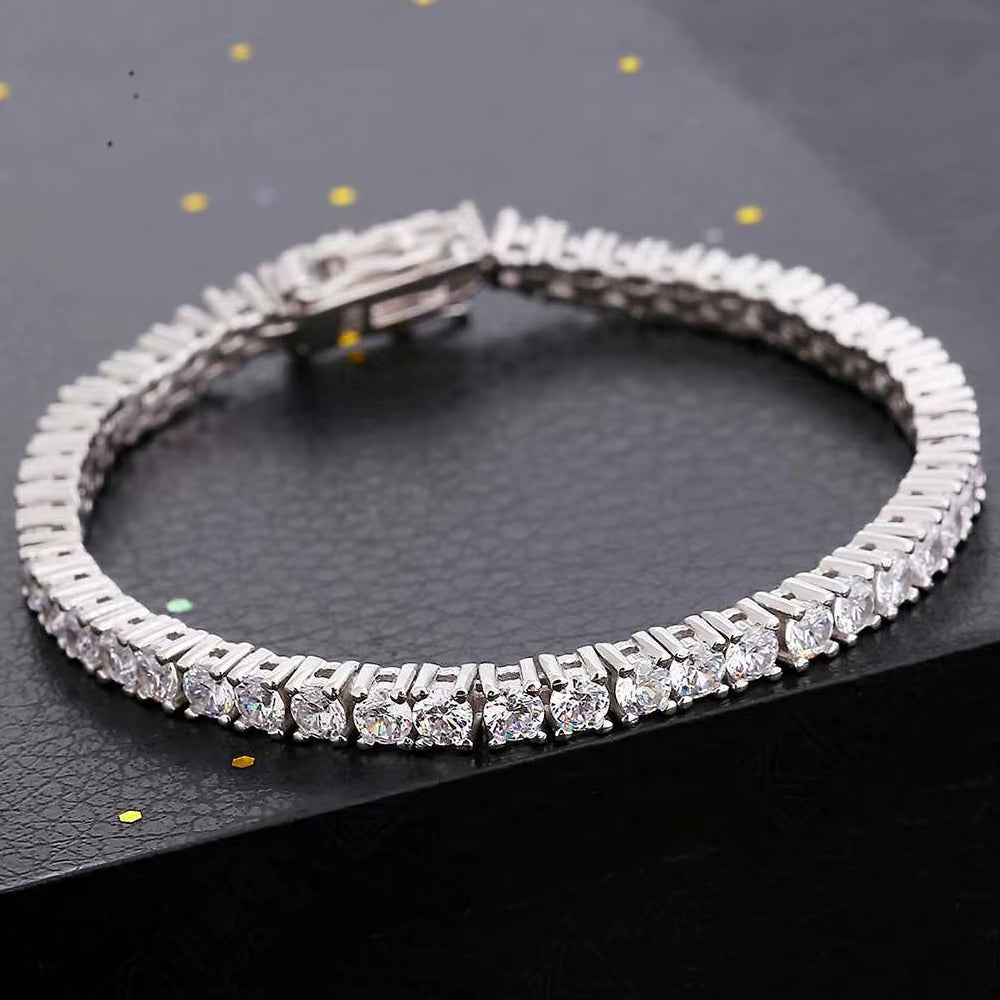925 Silver Moissanite Tennis Bracelet D VVS Iced Out Moissanite Diamond Bracelet Gold Plated 3 -6.5Mm Moissanite Tennis Chain