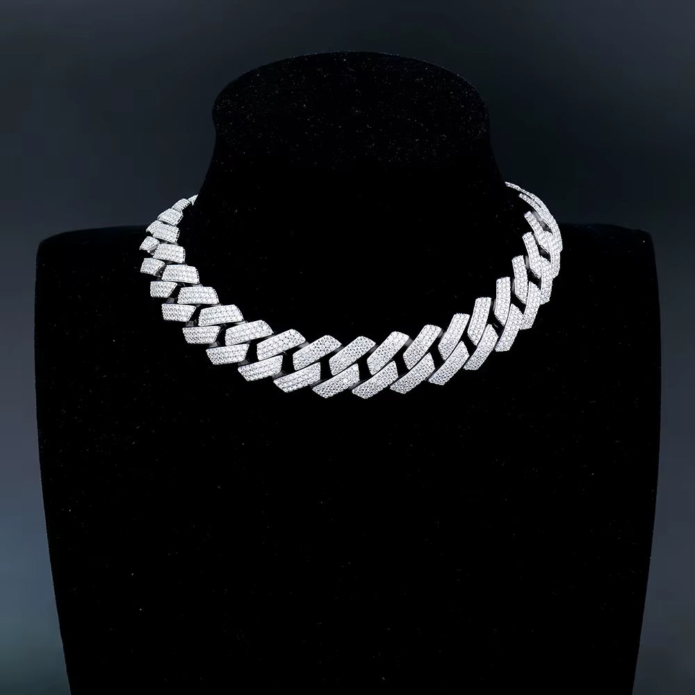 8Mm-20Mm Bling Iced Out Cuban Link Chain 925 Sterling Silver Bracelet Hip Hop Full D VVS Moissanite Diamond Bling Jewelry