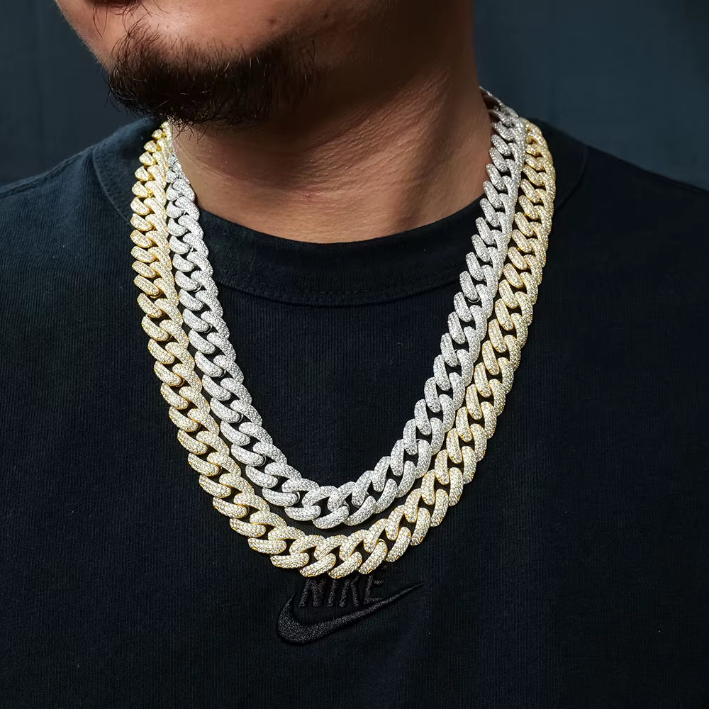 Custom Men Hiphop 10Mm 18K White Gold Plated 925 Sterling Silver Iced Out Mossanite Moissanite Diamond Cuban Necklace Link Chain