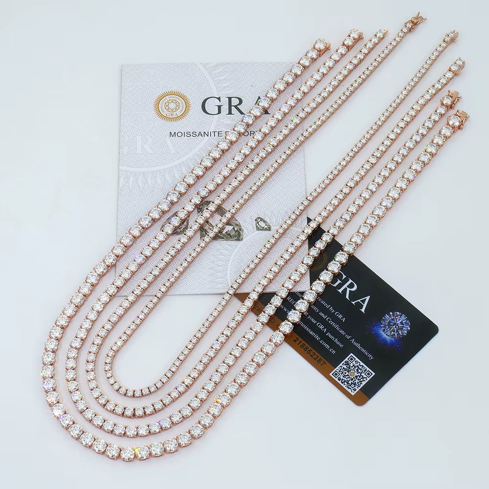 High Quality Mens Unisex Hiphop S925 Sterling Silver Jewelry Ice Vvs Gra Mossanite Moissanite Diamond Tennis Necklace Link Chain
